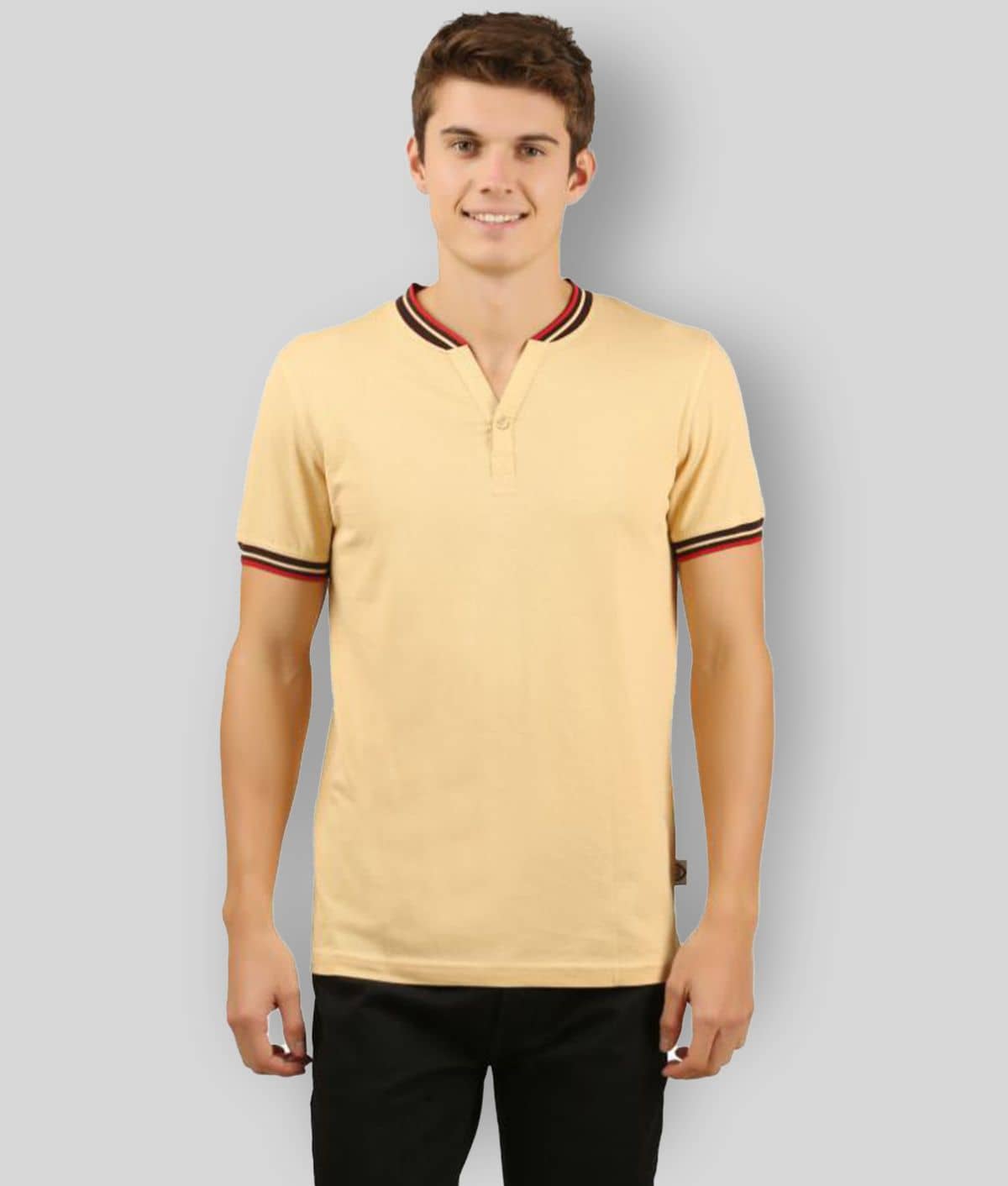 Zebu Pack of 1 Cotton Regular Fit Men's T-Shirt ( Beige )