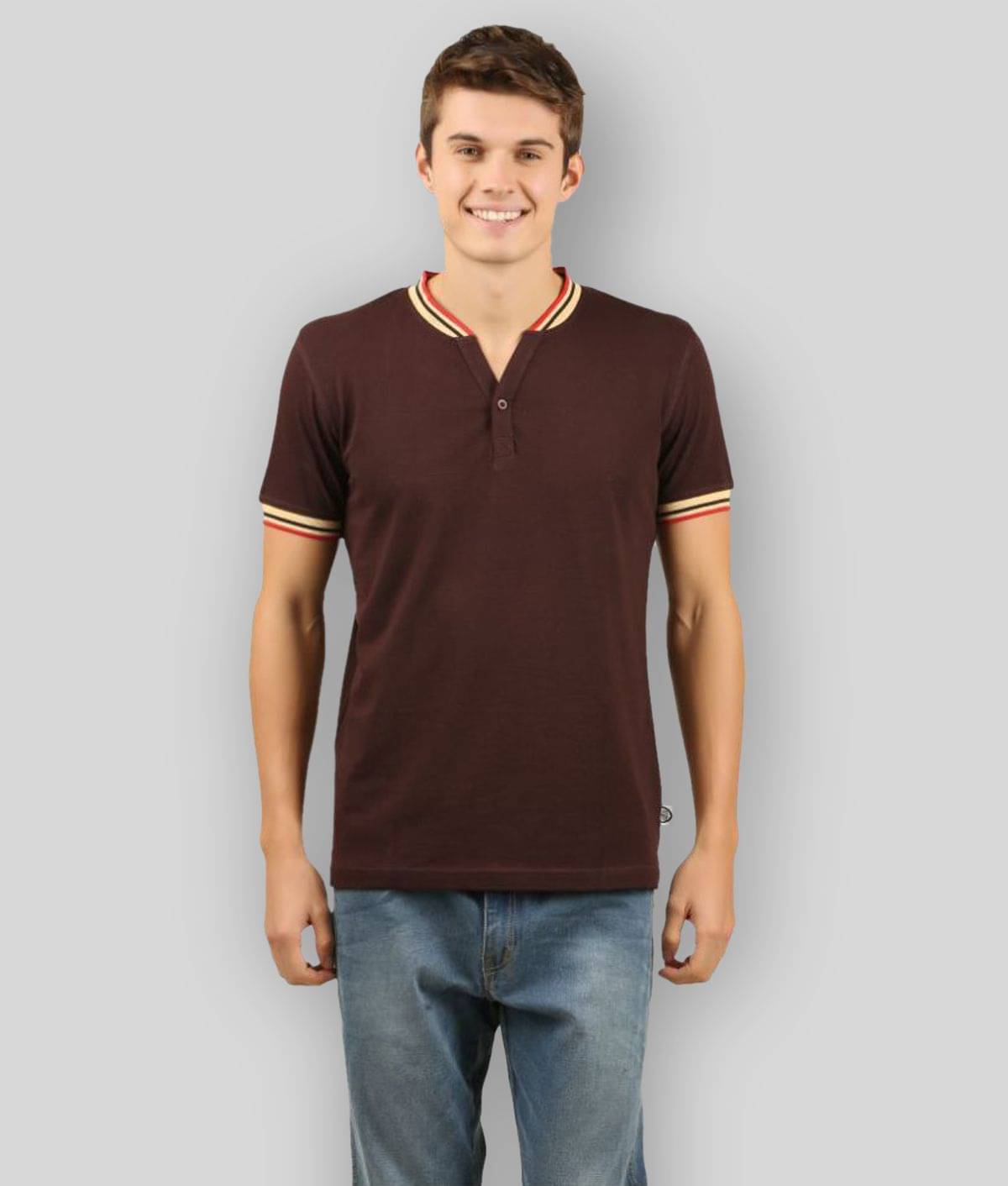     			Zebu Pack of 1 Cotton Regular Fit Men's T-Shirt ( Brown )