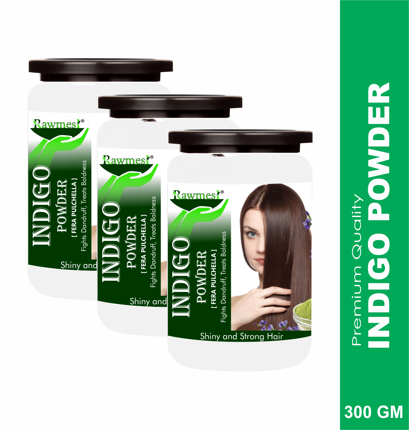 Rawmest Herbal Indigo (Indigofera Tinctoria)Hair Powder 300 Gm Pack of 3