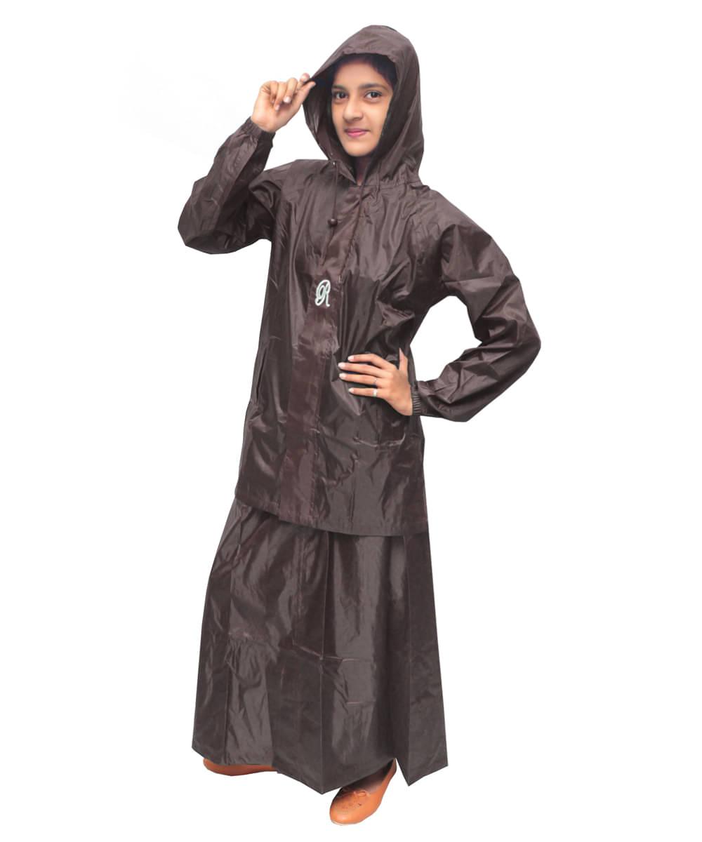     			Goodluck Waterproof Nylon Raincoat Set - Brown