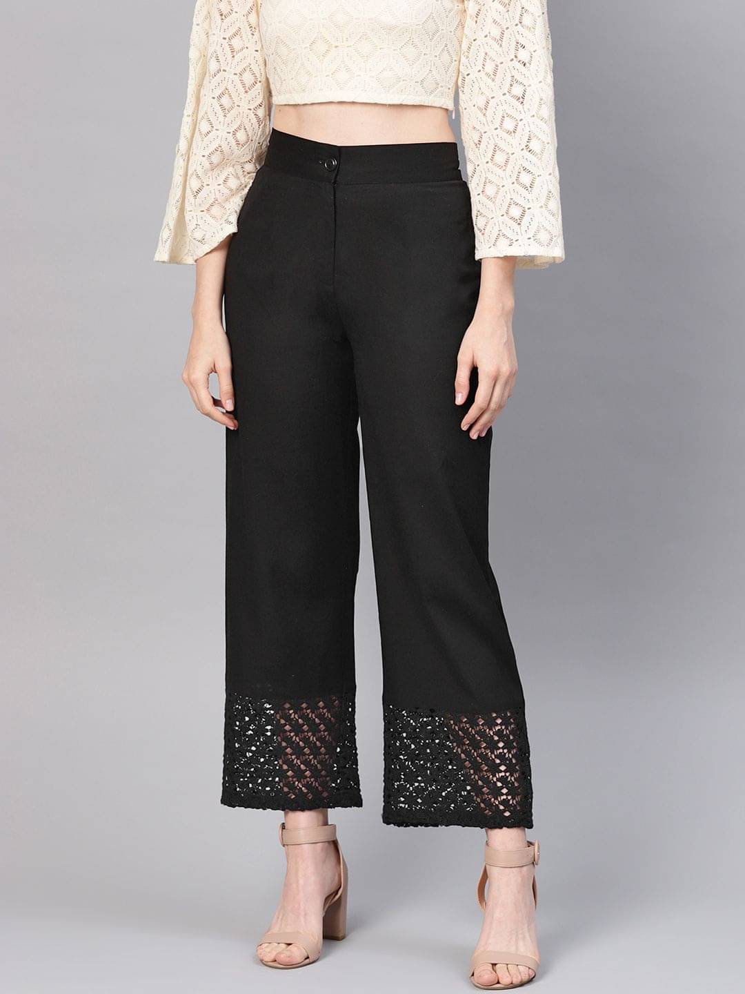 Juniper - Black Cotton Wide leg Women's Palazzos ( Pack of 1 )     			Juniper - Black Cotton Wide leg Women's Palazzos ( Pack of 1 )