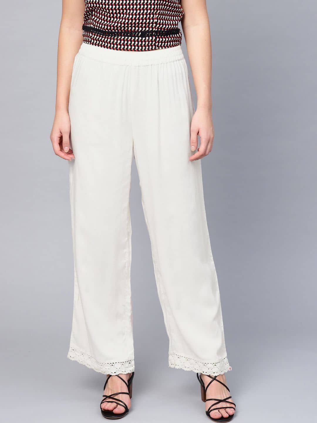 Juniper - Off White Rayon Wide leg Women's Palazzos ( Pack of 1 )