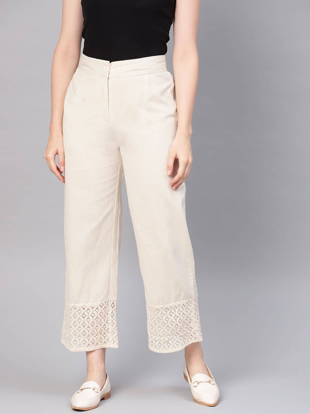 Juniper - White Cotton Wide leg Women's Palazzos ( Pack of 1 )