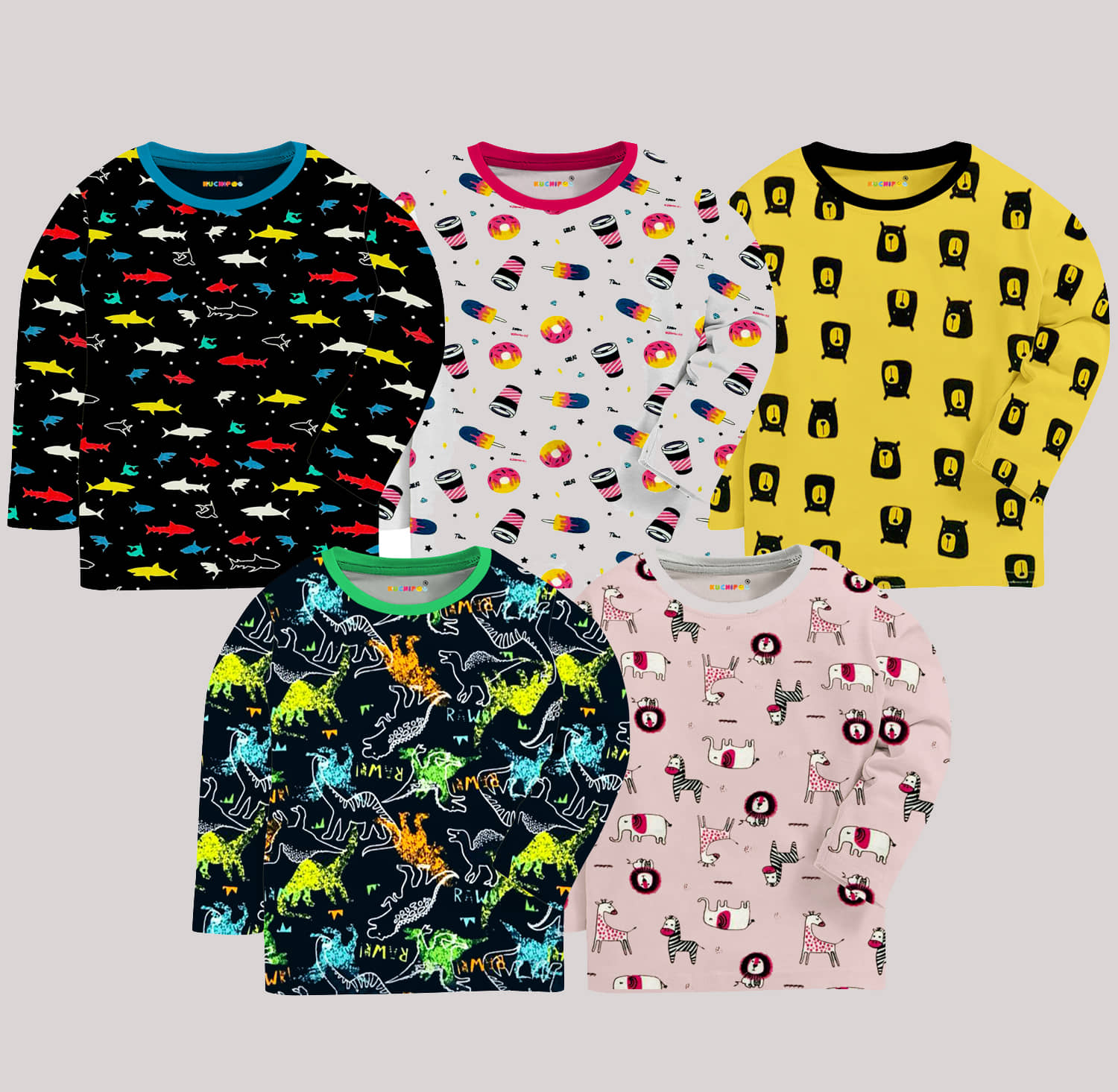 Kuchipoo Pack of 3 Boys Cotton T-Shirt ( Multicolor )