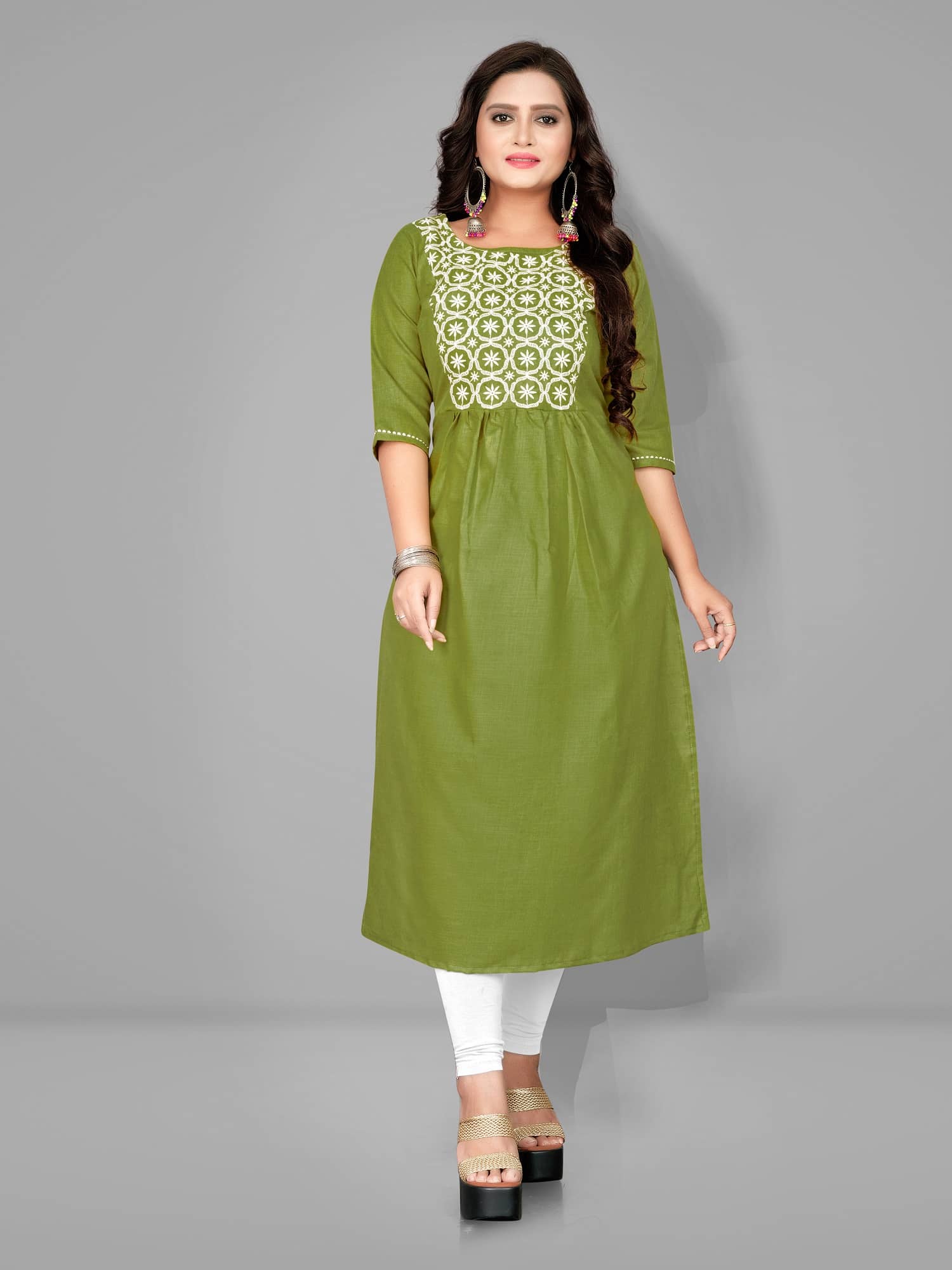 Lerkiza - Mint Green Cotton Women's A-line Kurti ( Pack of 1 ) - Kurtis, Tunics | Buy online on ZillyBuy