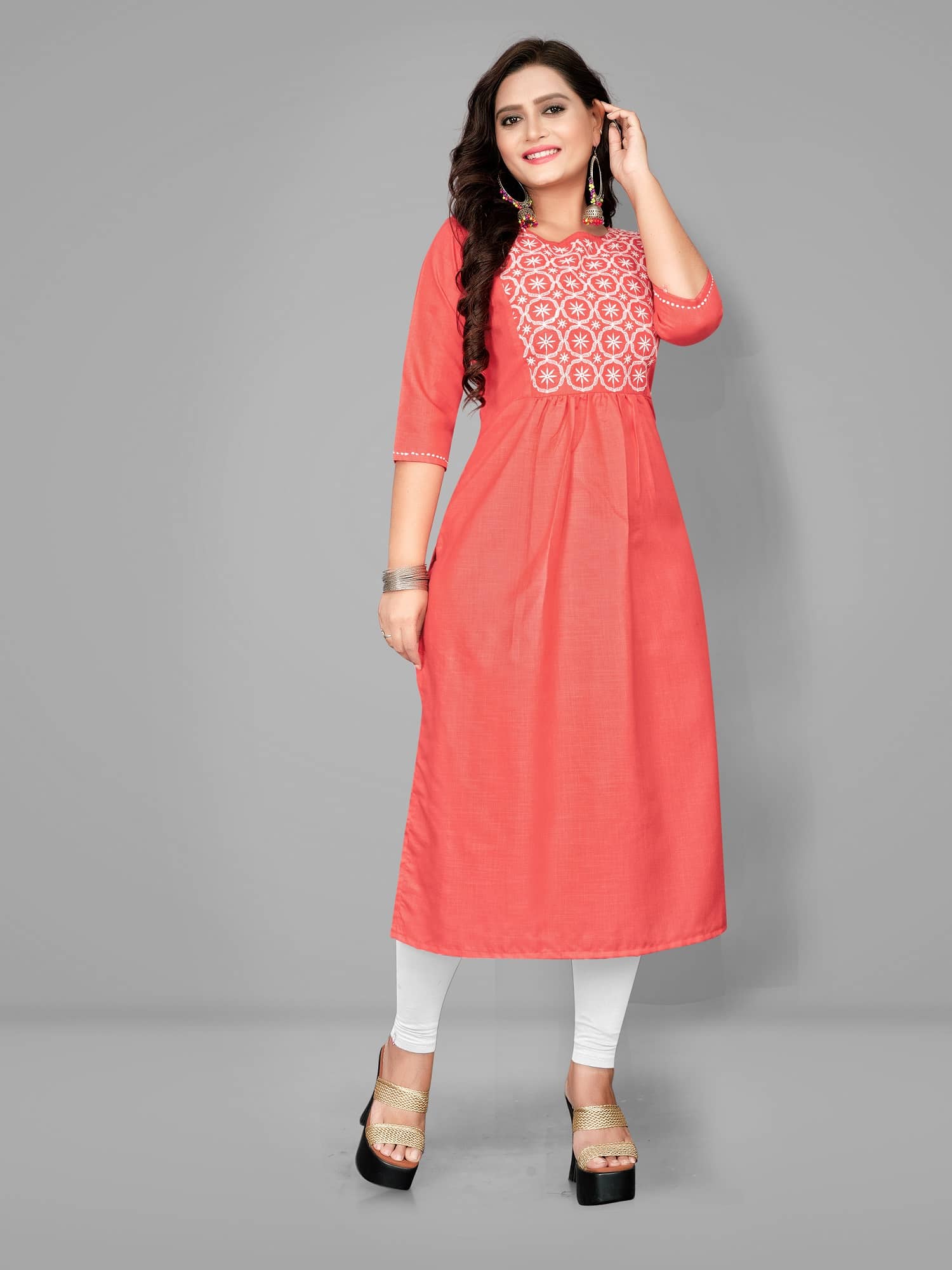 Lerkiza - Pink Cotton Women's A-line Kurti ( Pack of 1 ) - Kurtis, Tunics | Buy online on ZillyBuy