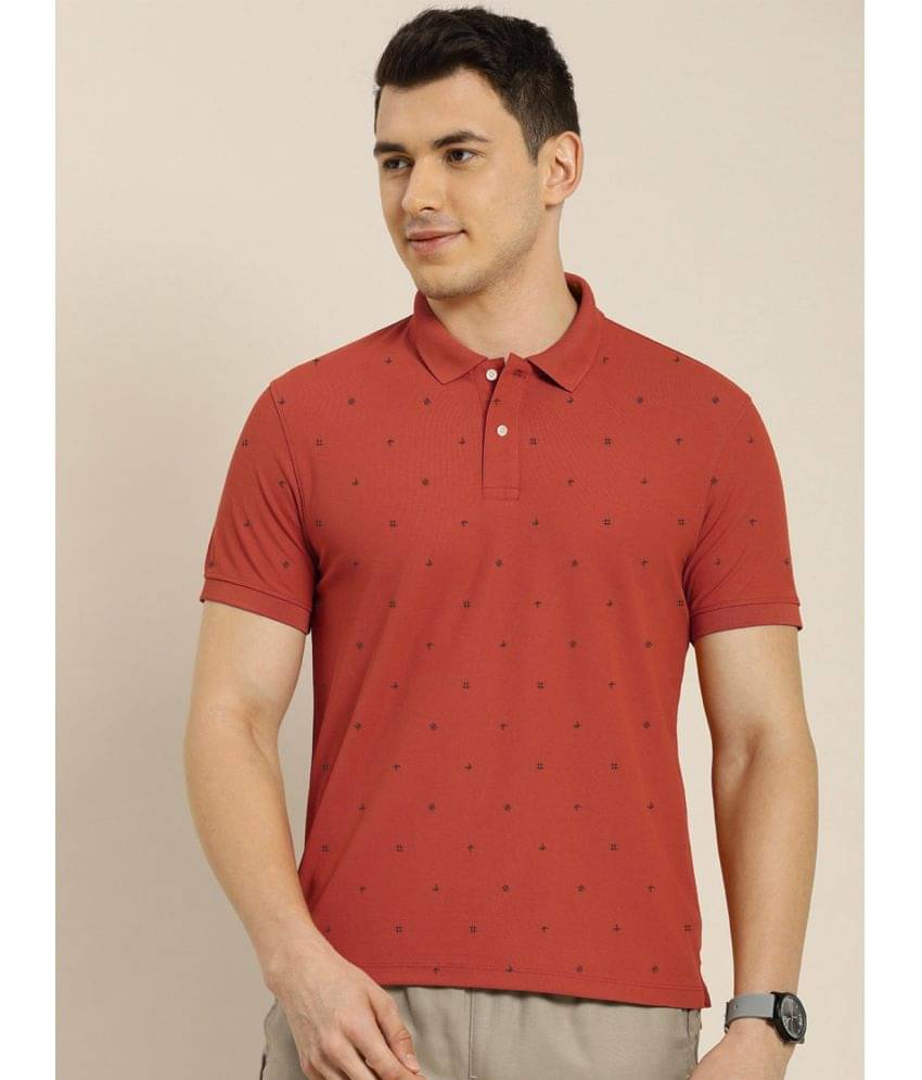Merriment Pack of 1 Cotton Blend Regular Fit Printed Half Sleeves Men's Polo T Shirt ( Rust Brown ) Merriment Pack of 1 Cotton Blend Regular Fit Printed Half Sleeves Men's Polo T Shirt ( Rust Brown )