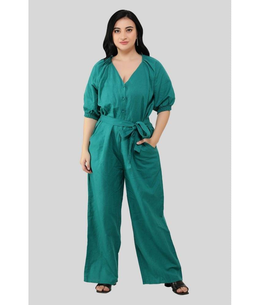 NUEVOSDAMAS - Green Cotton Blend Regular Fit Women's Jumpsuit ( Pack of 1 ) NUEVOSDAMAS - Green Cotton Blend Regular Fit Women's Jumpsuit ( Pack of 1 )