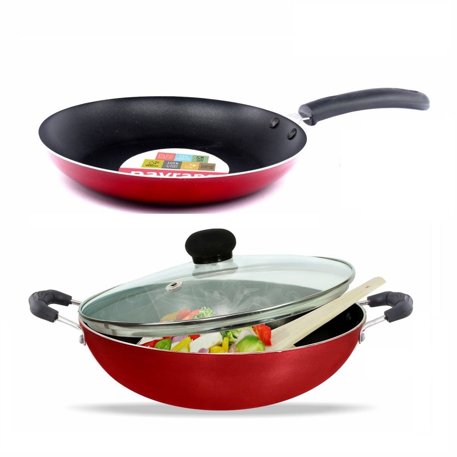     			Navrang - Red Aluminium Non-Stick Cookware Sets ( Pack of 3 )
