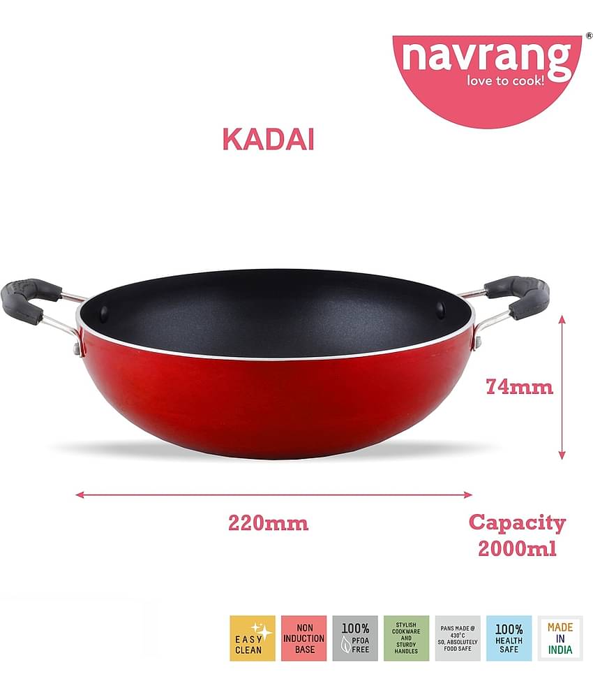 Navrang - Red Aluminium Non-Stick Cookware Sets ( Pack of 3 )