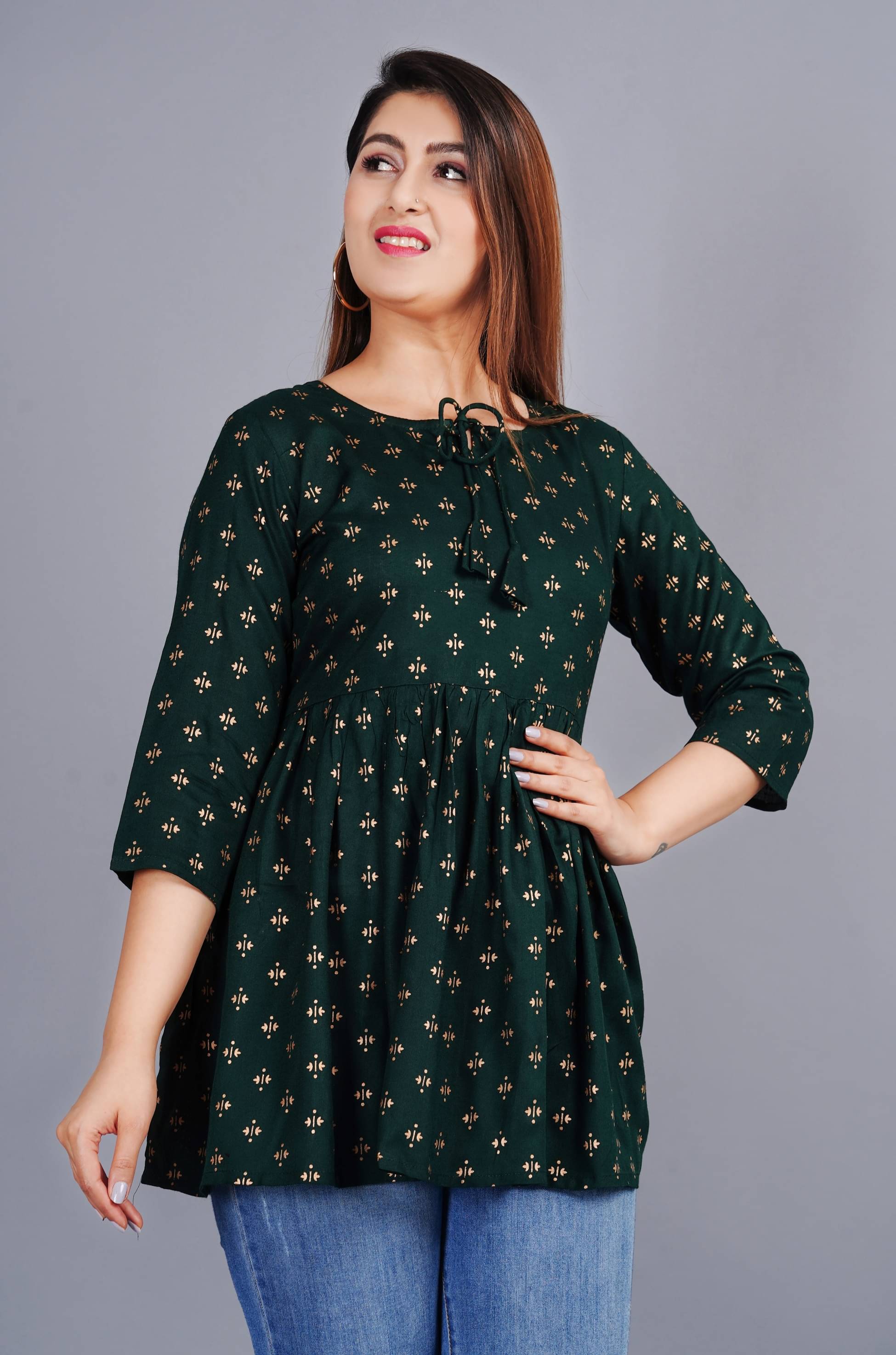     			SIPET Women's Rayon A-Line Top ( Green )