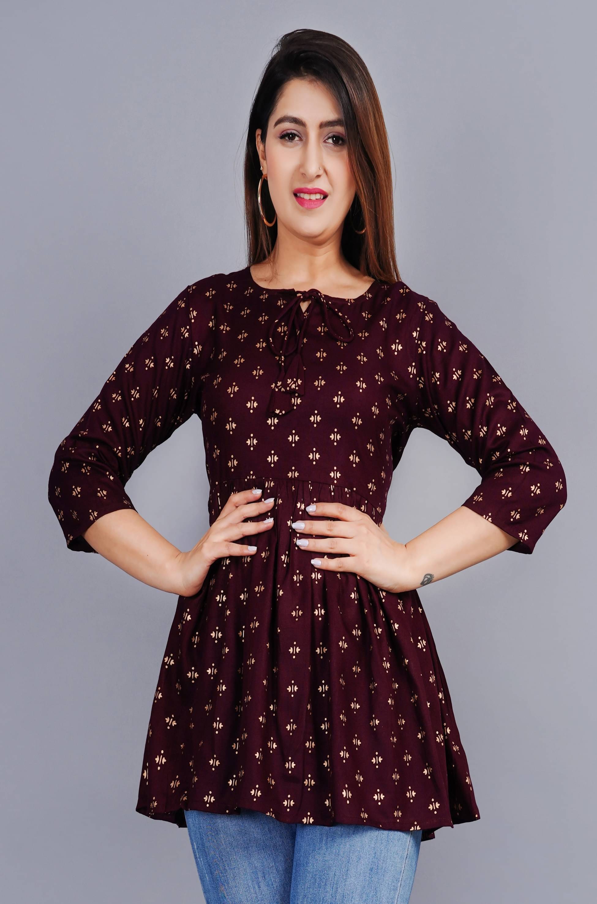     			SIPET Women's Rayon A-Line Top ( Maroon )