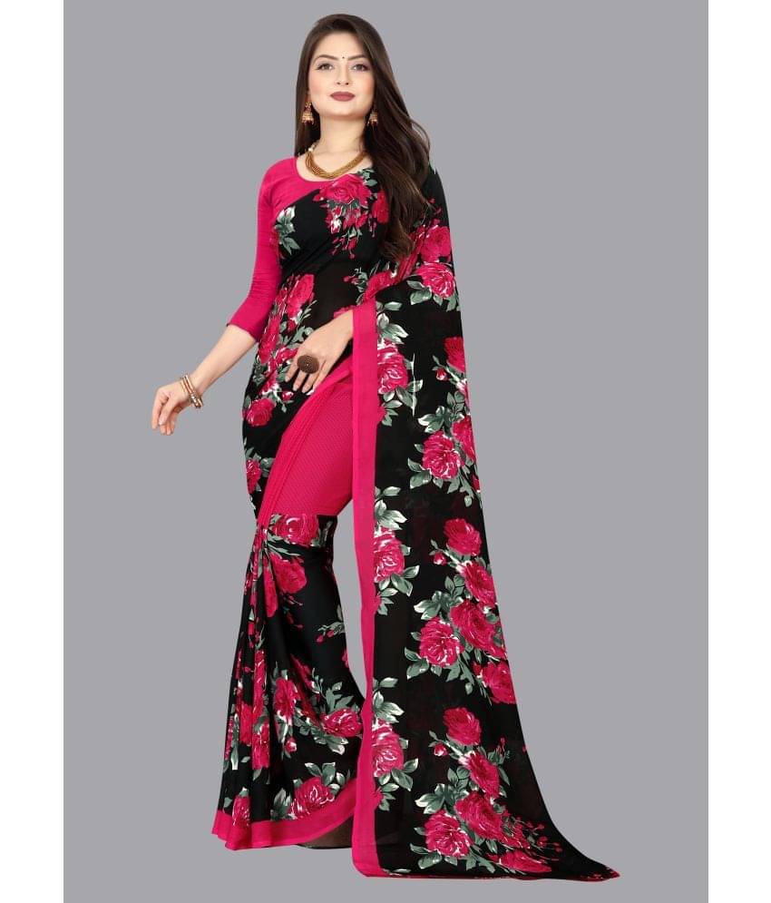     			ANAND SAREES Georgette Printed Saree With Unstitched Blouse Piece ( Pink )