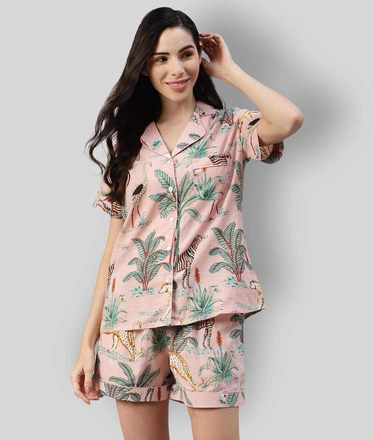     			Divena - Pink Cotton Women's Nightwear Nightsuit Sets ( Pack of 1 )