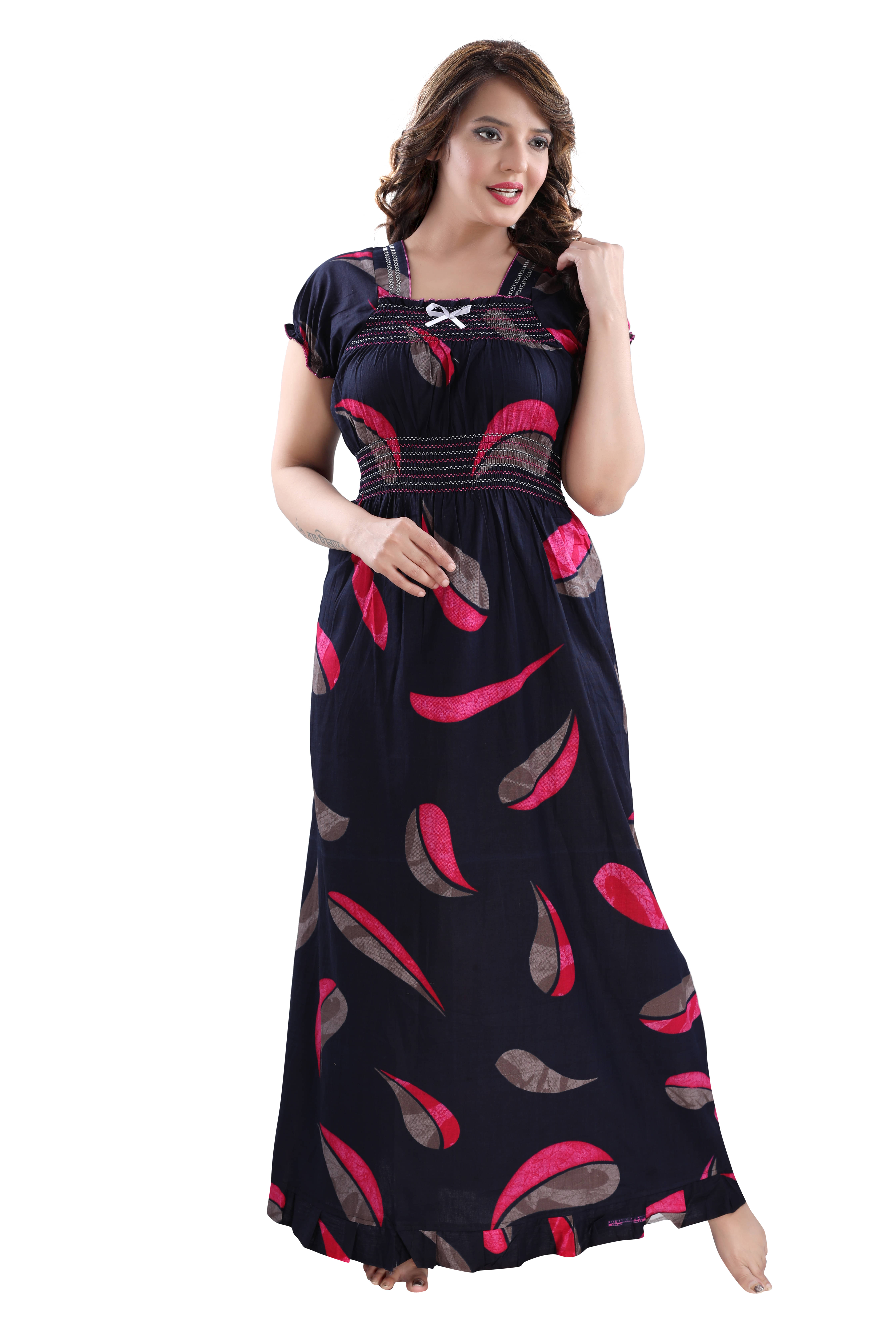 INNER BEATS - Multicolor Cotton Women's Nightwear Nighty & Night Gowns ( Pack of 1 ) INNER BEATS - Multicolor Cotton Women's Nightwear Nighty & Night Gowns ( Pack of 1 )