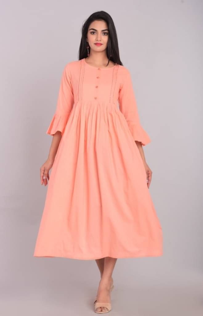     			Kbz - Pink Cotton Women's Flared Kurti ( Pack of 1 )