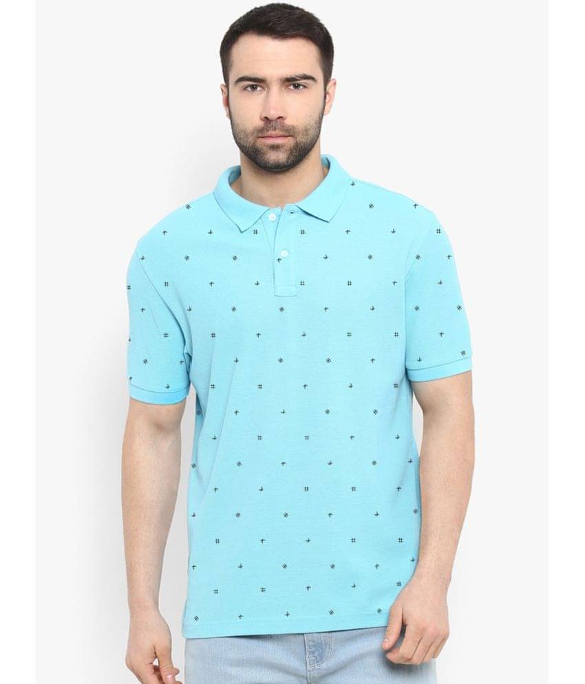 Merriment Pack of 1 Cotton Blend Regular Fit Printed Half Sleeves Men's Polo T Shirt ( Sky Blue ) Merriment Pack of 1 Cotton Blend Regular Fit Printed Half Sleeves Men's Polo T Shirt ( Sky Blue )