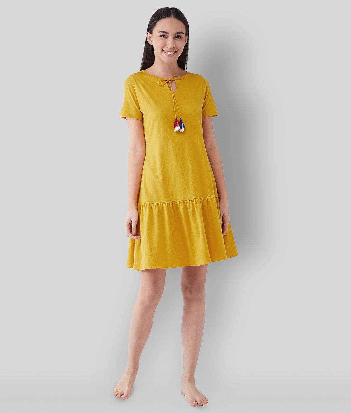 Miss Chase - Yellow Cotton Women's Nightwear Night Dress ( Pack of 1 ) Miss Chase - Yellow Cotton Women's Nightwear Night Dress ( Pack of 1 )