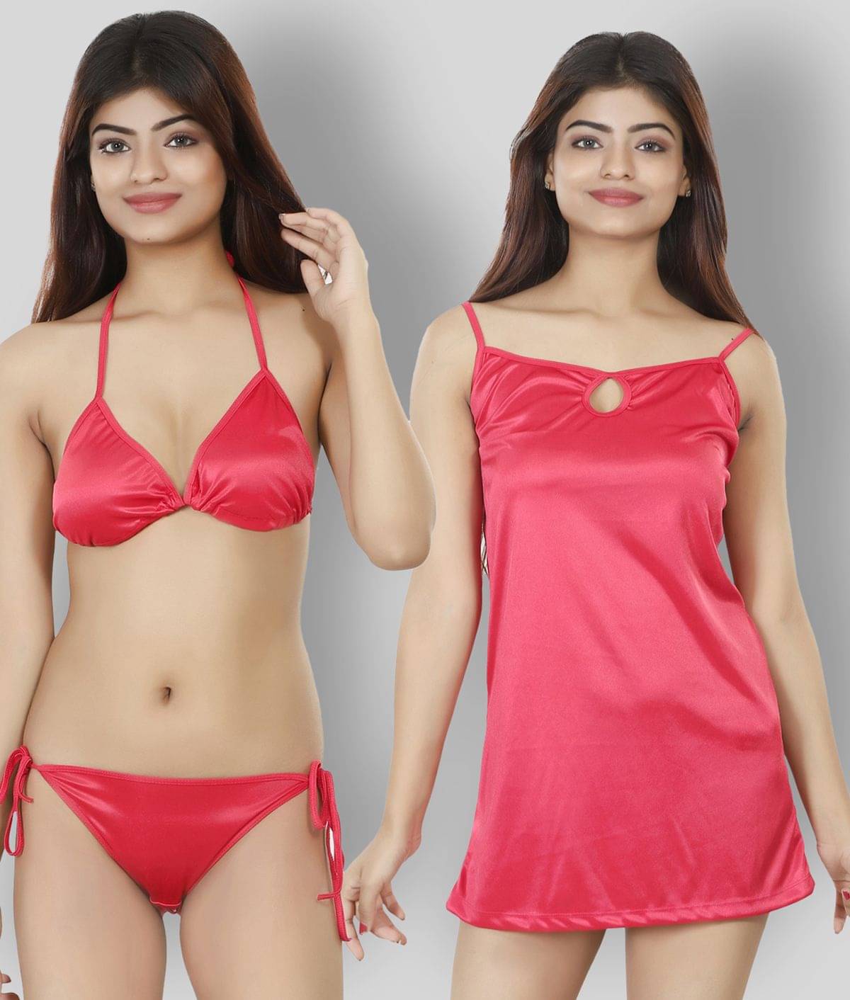    			NIVCY - Pink Satin Women's Nightwear Night Dress ( Pack of 2 )
