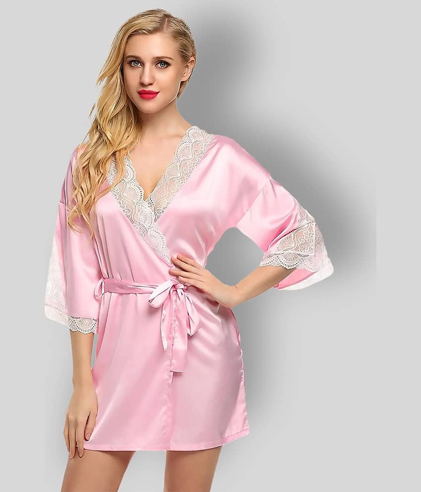 Piquant - Pink Satin Women's Nightwear Robes ( Pack of 1 ) - Nightwear & Loungewear | Buy online on ZillyBuy