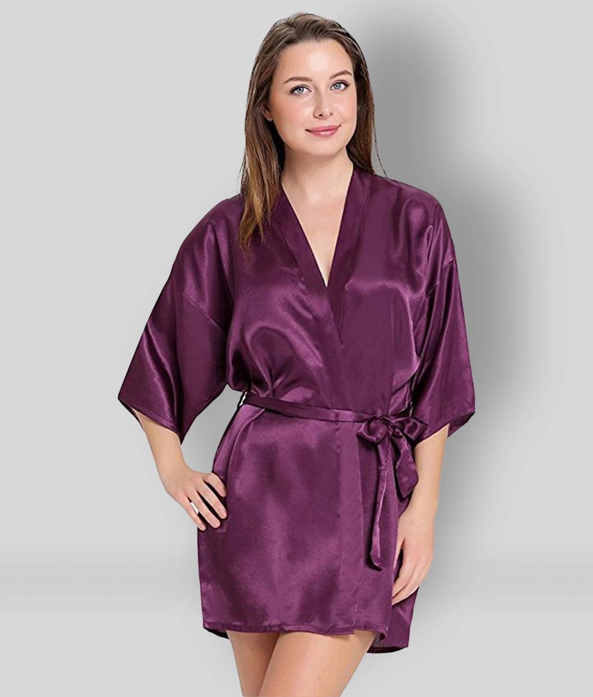     			Piquant - Purple Satin Women's Nightwear Robes ( Pack of 1 )