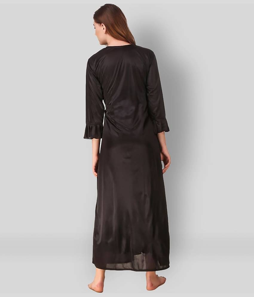 Reposey - Black Satin Women's Nightwear Nighty & Night Gowns ( Pack of 2 )