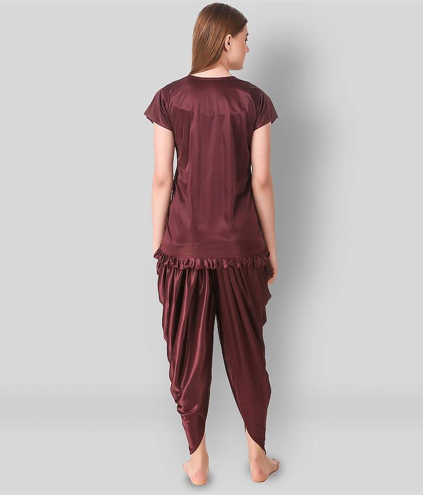 Reposey - Brown Satin Women's Nightwear Nightsuit Sets ( Pack of 2 )
