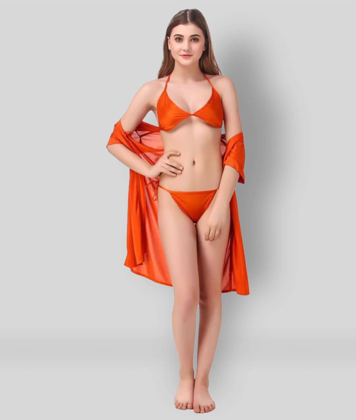 Reposey - Orange Satin Women's Nightwear Robes ( Pack of 3 ) - Nightwear & Loungewear | Buy online on ZillyBuy