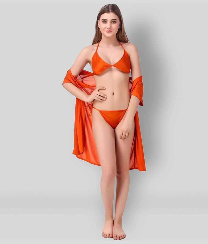 Reposey - Orange Satin Women's Nightwear Robes ( Pack of 3 )