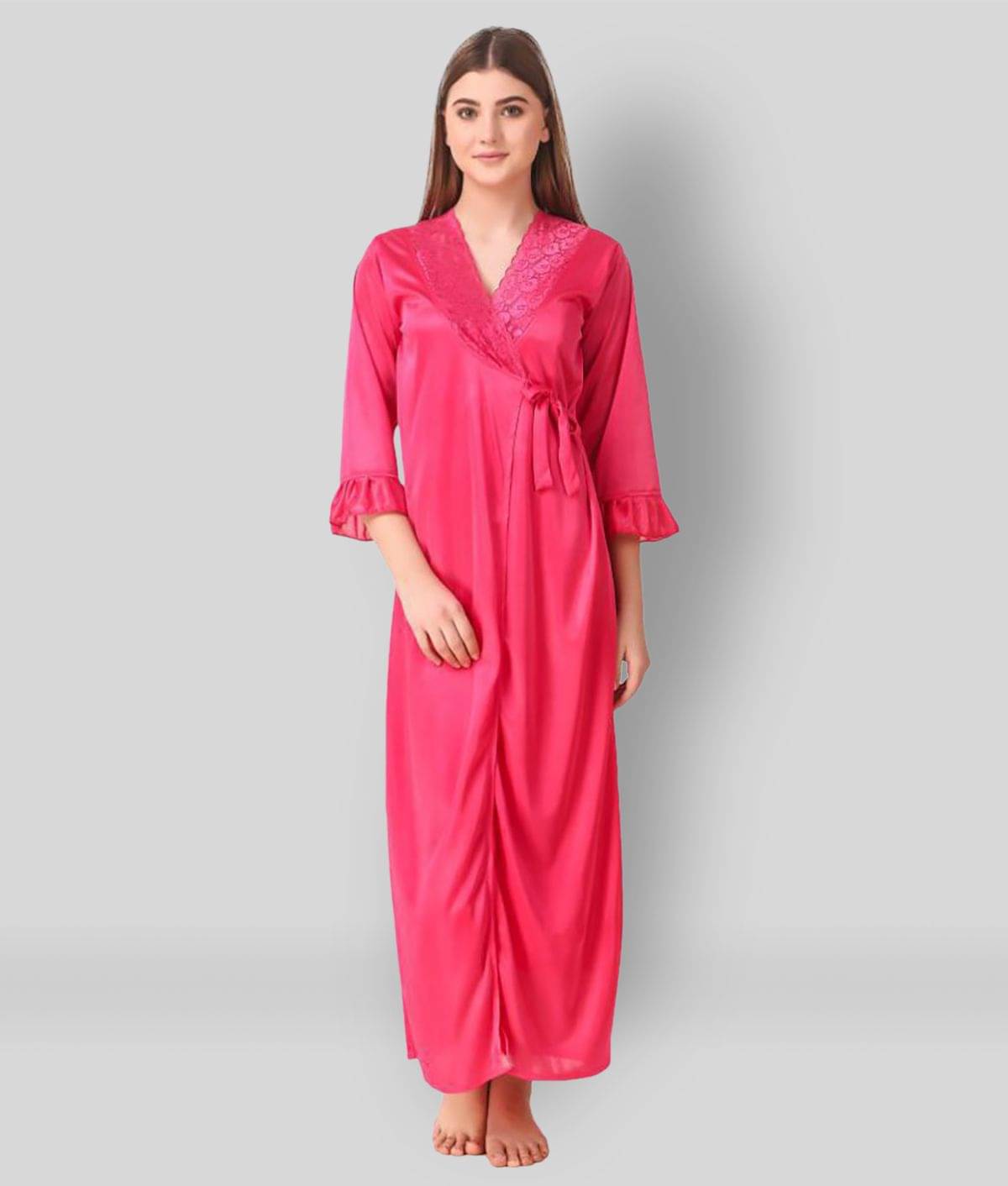     			Reposey - Pink Satin Women's Nightwear Nighty & Night Gowns ( Pack of 2 )