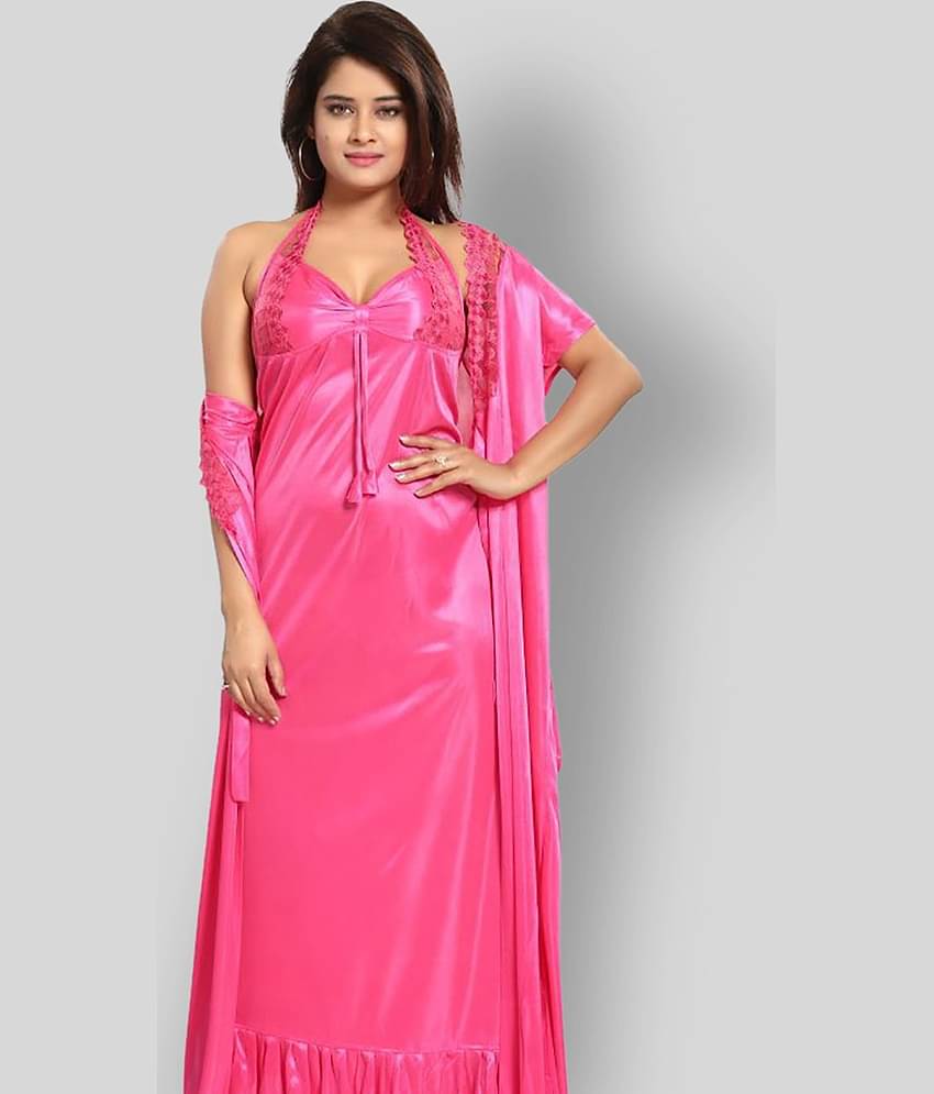 Reposey - Pink Satin Women's Nightwear Nighty & Night Gowns ( Pack of 1 )