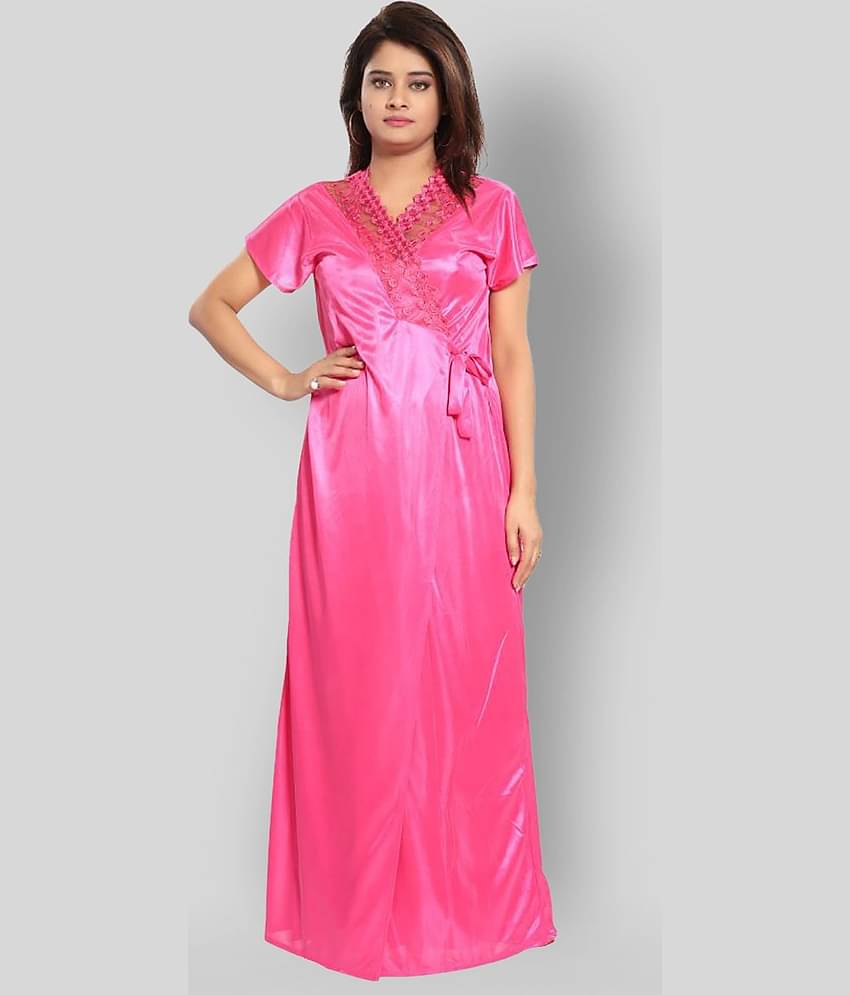 Reposey - Pink Satin Women's Nightwear Nighty & Night Gowns ( Pack of 1 )