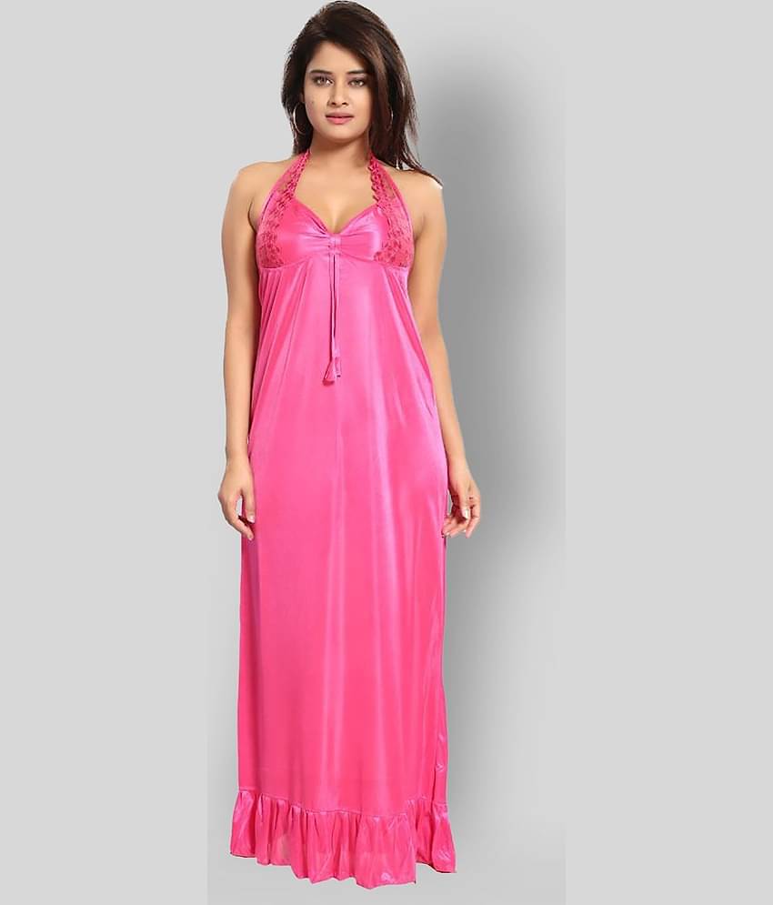 Reposey - Pink Satin Women's Nightwear Nighty & Night Gowns ( Pack of 1 )