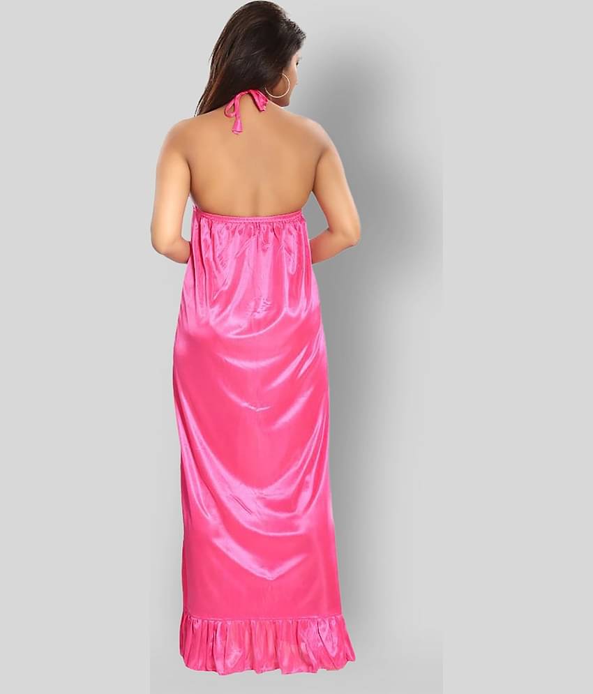 Reposey - Pink Satin Women's Nightwear Nighty & Night Gowns ( Pack of 1 )
