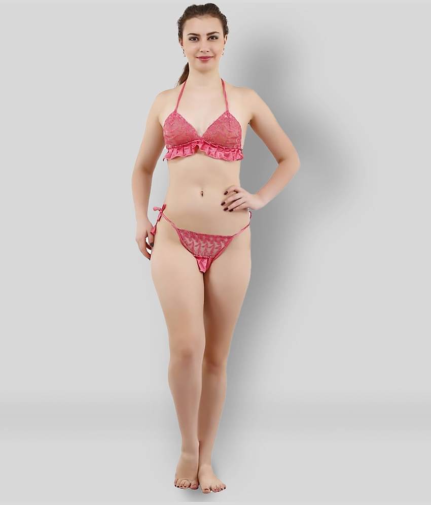 Reposey - Pink Satin Women's Nightwear Nighty & Night Gowns ( Pack of 4 )