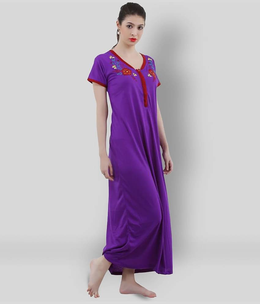 Reposey - Purple Viscose Women's Nightwear Nighty & Night Gowns ( Pack of 1 )