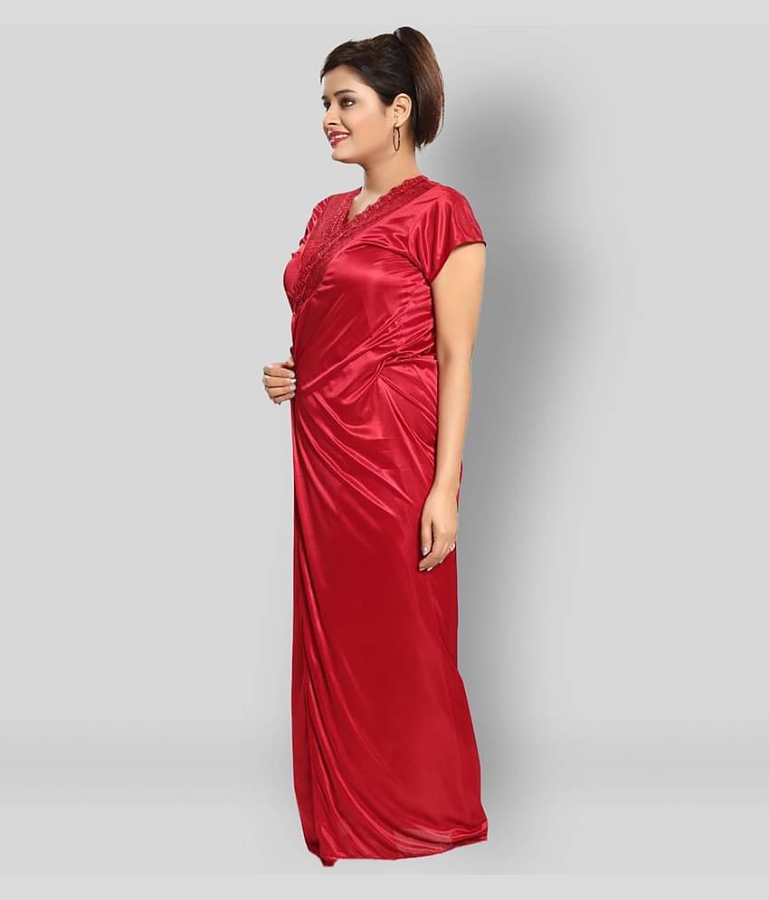 Reposey - Red Satin Women's Nightwear Nighty & Night Gowns ( Pack of 6 )
