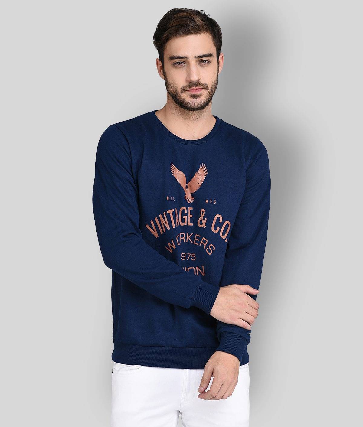     			Rigo - Blue Fleece Regular Fit Men's Sweatshirt ( Pack of 1 )