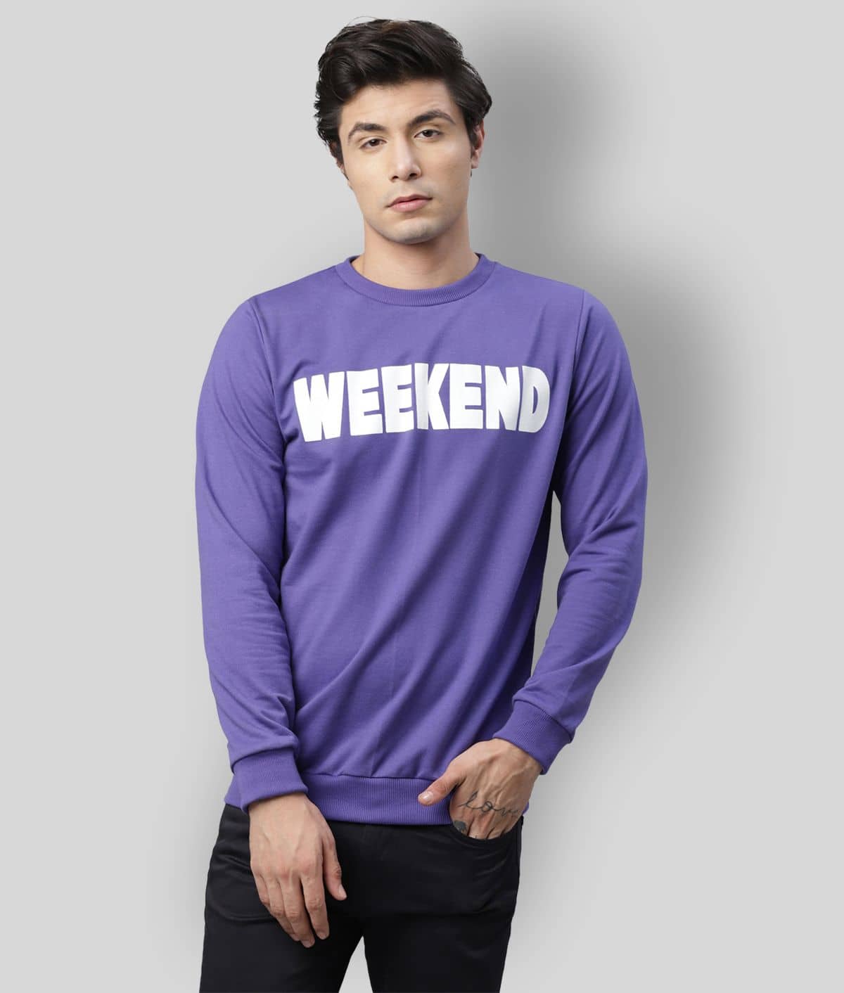 Rigo - Purple Terry Blend Regular Fit Men's Sweatshirt ( Pack of 1 )