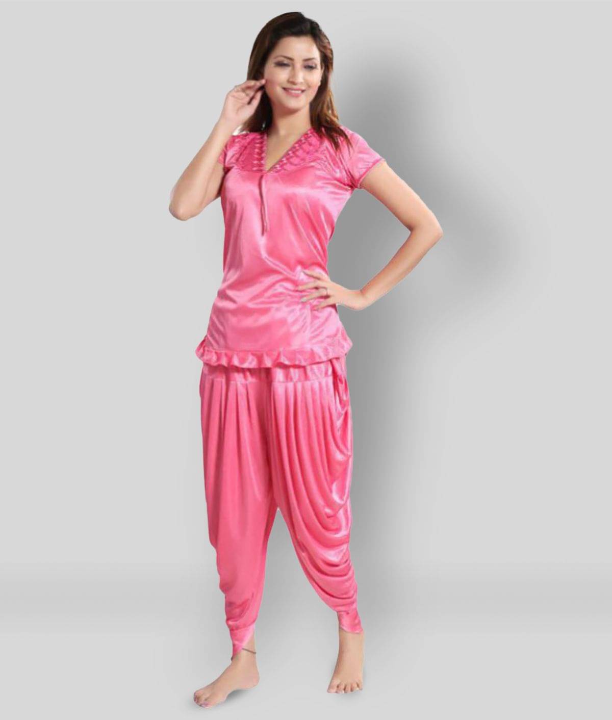     			Romaisa - Pink Satin Women's Nightwear Nightsuit Sets ( Pack of 1 )