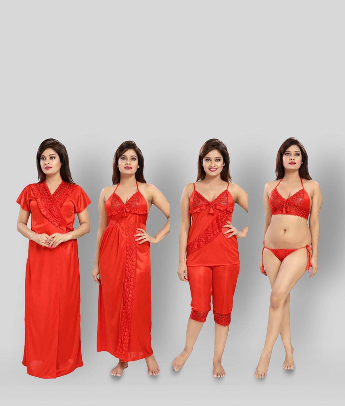    			Romaisa - Red Satin Women's Nightwear Night Dress ( Pack of 1 )
