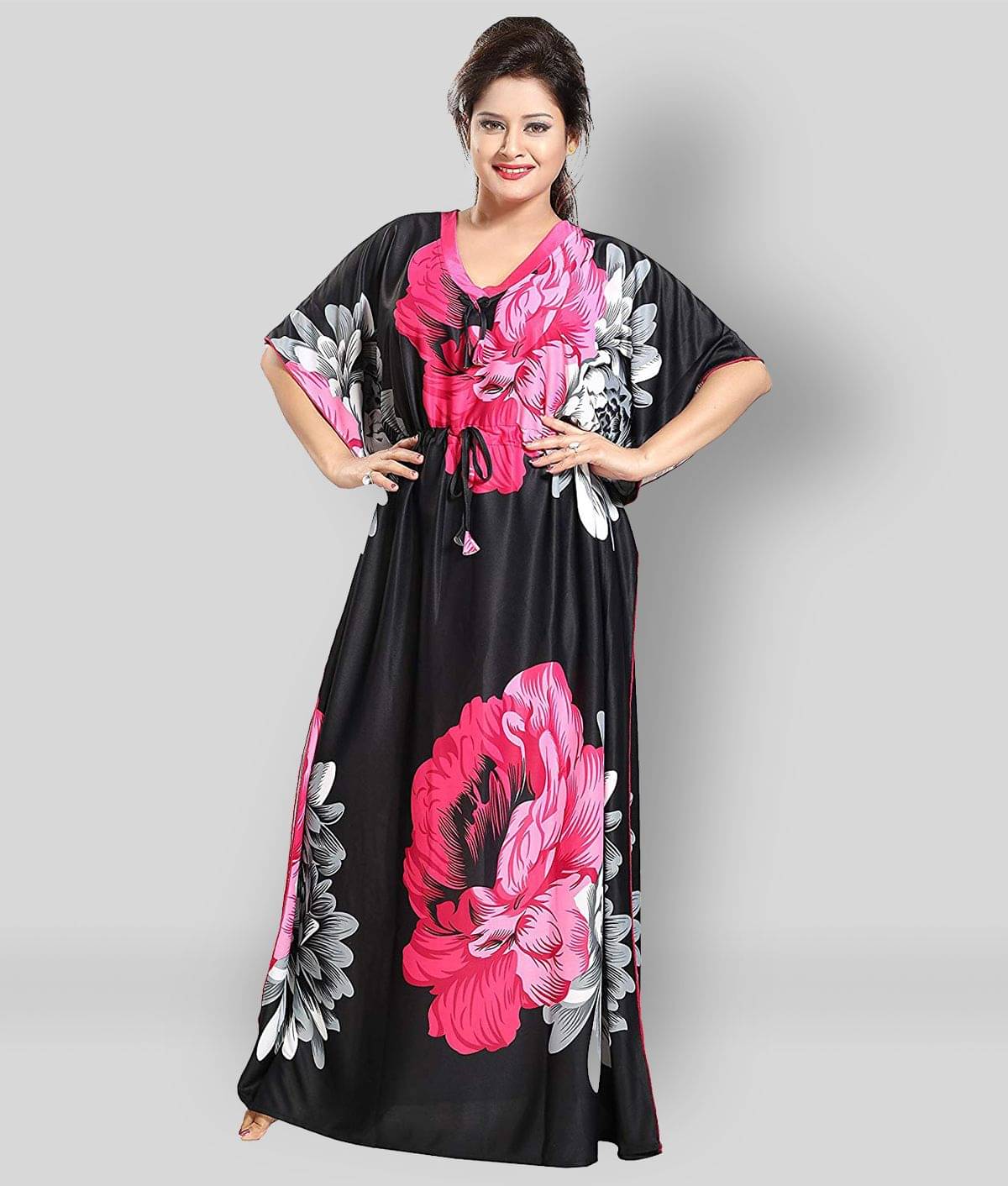     			rajeraj - Black Satin Women's Nightwear Nighty & Night Gowns ( Pack of 1 )