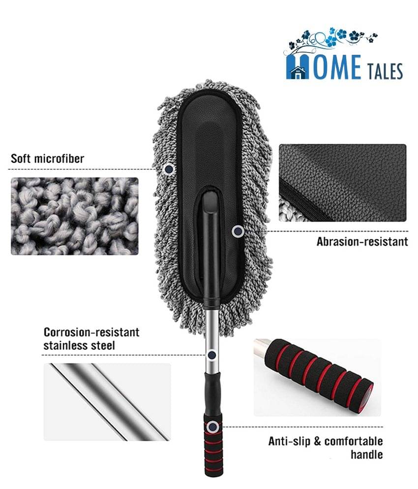     			Grey Cleaning Duster Ultra Soft Microfiber Brush- Extendable Telescoping Handle Tool, Interior Exterior Multipurpose Smooth Cleaner for Office Home Use