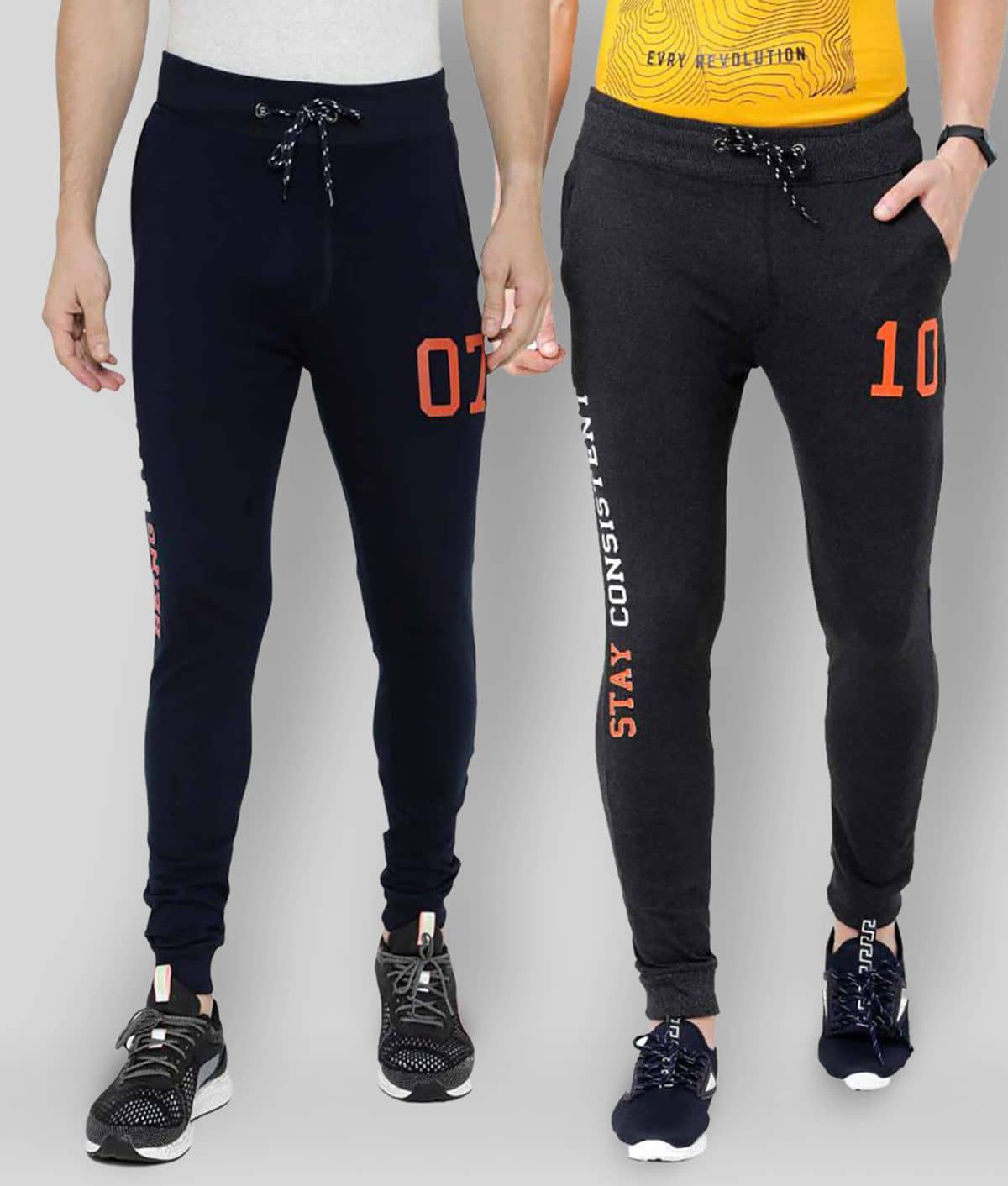 Ardeur Multi Cotton Blend Joggers Pack of 2 - Track Pants | Buy online on ZillyBuy