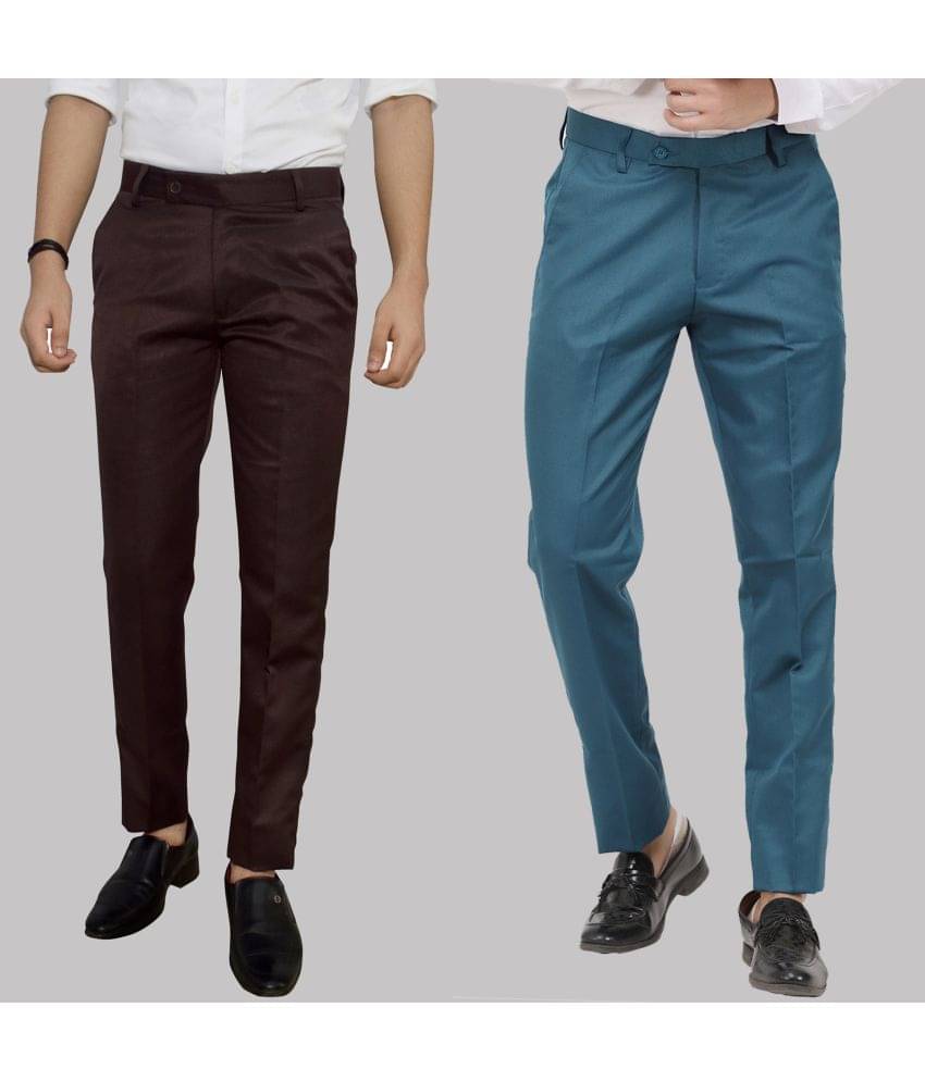     			Kundan - Multicolor Cotton Blend Regular - Fit Men's Formal Pants ( Pack of 2 )