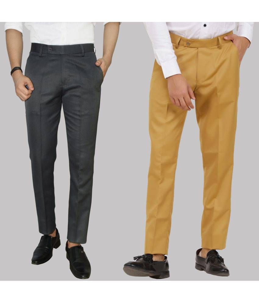     			Kundan - Multicolor Cotton Blend Regular - Fit Men's Formal Pants ( Pack of 2 )