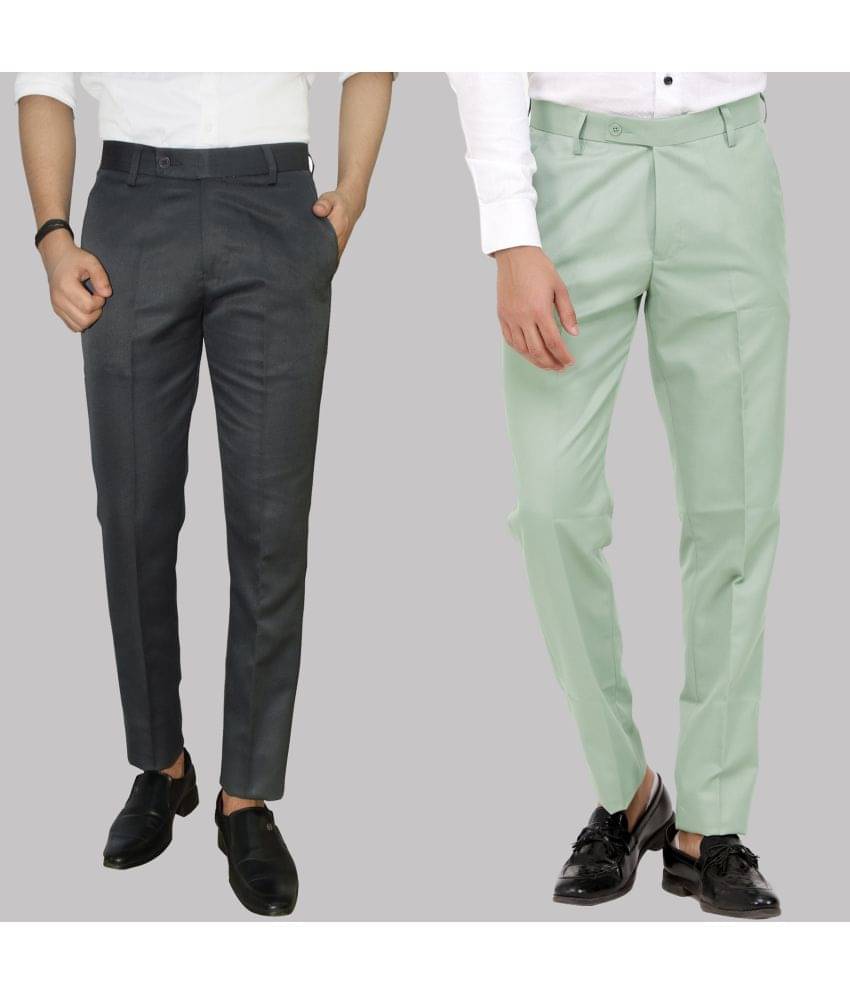     			Kundan - Multicolor Cotton Blend Regular - Fit Men's Formal Pants ( Pack of 2 )