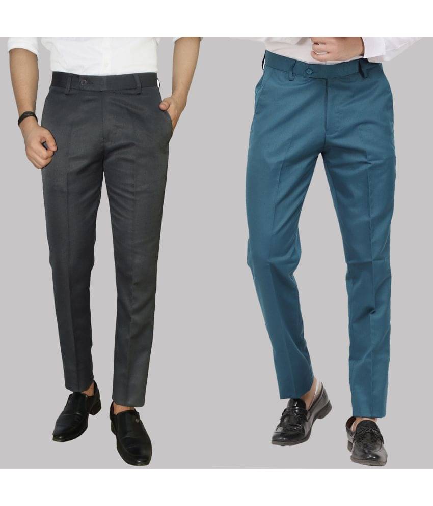     			Kundan - Multicolor Cotton Blend Regular - Fit Men's Formal Pants ( Pack of 2 )