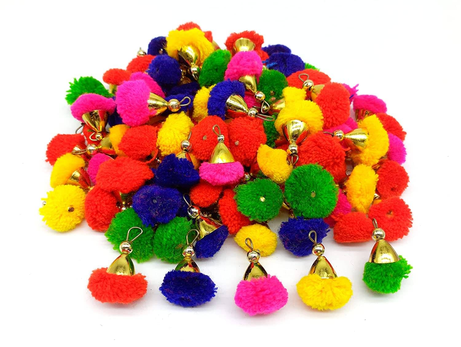     			PRANSUNITA Multicolor Pom Pom Tassels - 50 pcs, for Making Earrings, Jewelry, caps, Toran Making, Dress Borders, Crafts & Clothing Sewing Accessories- Size – 25 mm