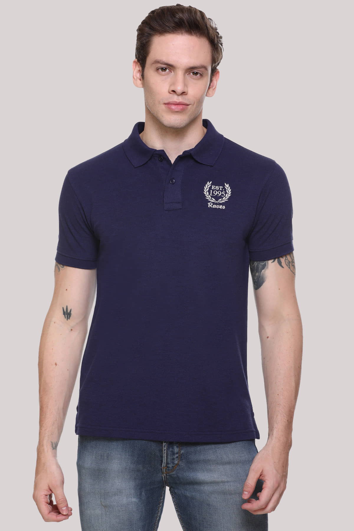 RF RAVES - Navy Blue Cotton Regular Fit Men's Polo T Shirt ( Pack of 1 )